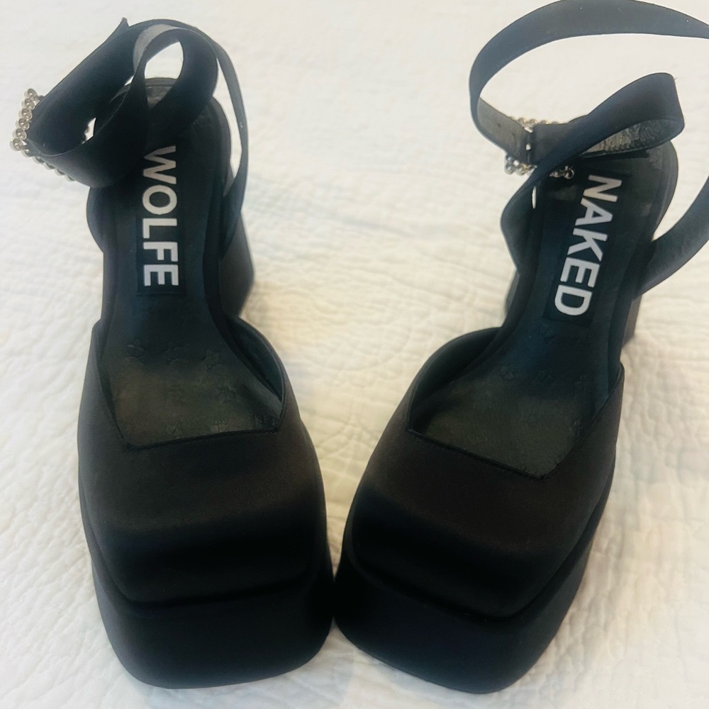 Brand New Black Chunky Naked Wolfe Heels